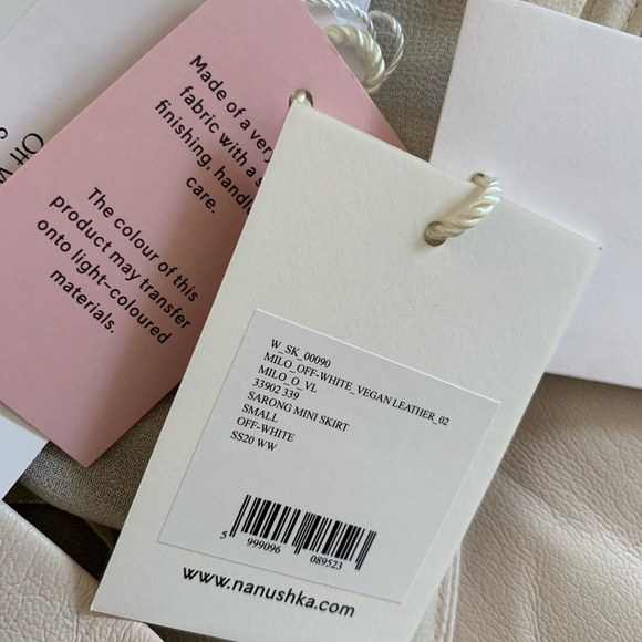 Nanushka Sarong Mini Wrap Skirt Milo Vegan Leather Off White - Picture 6 of 8
